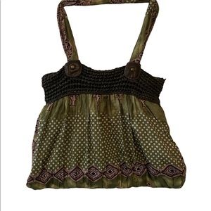 BOHO Bohemian bag Pre owned like new, silky material & Raffia details, $15 FIRM